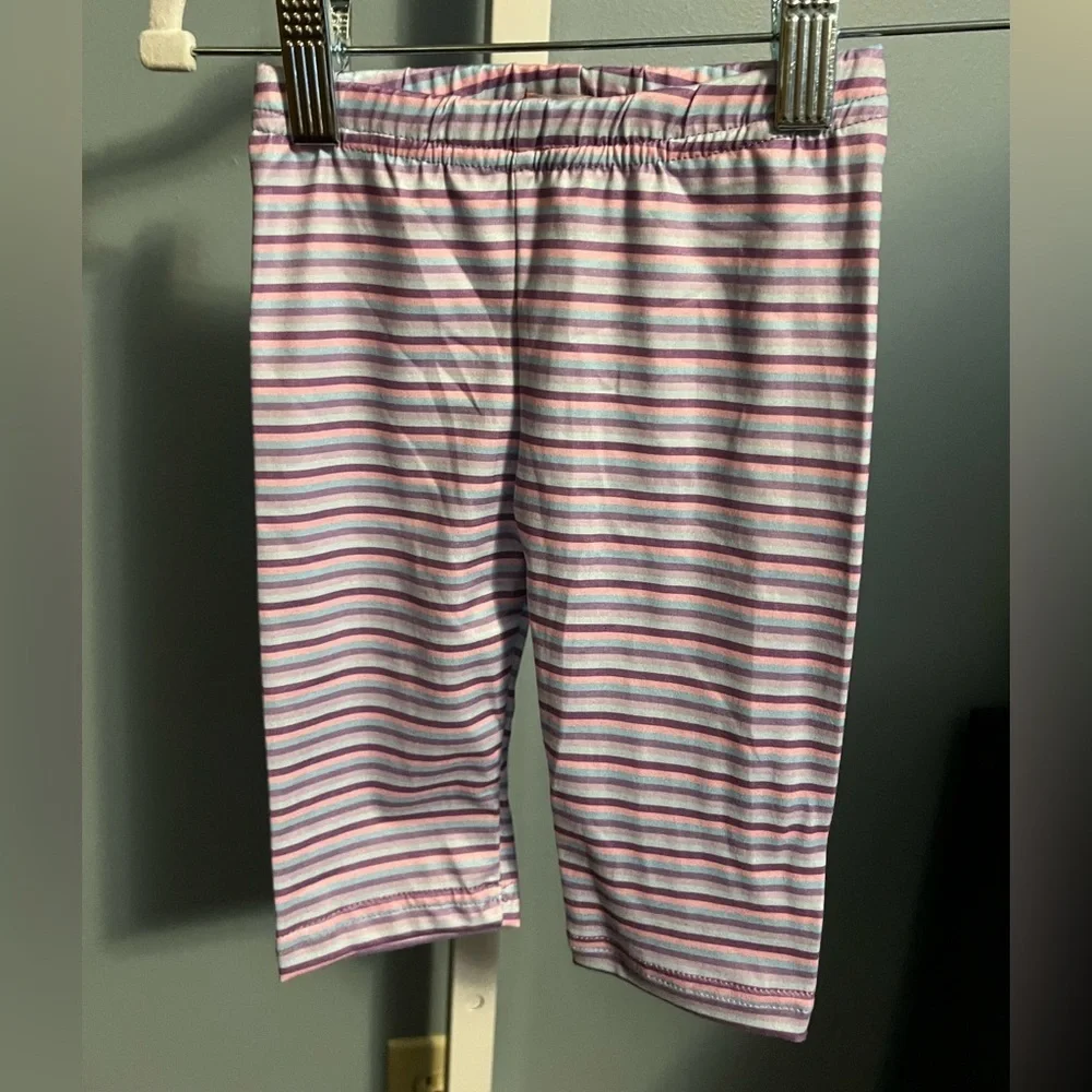 Pete and Lucy Pink and Purple Unicorn Ruffle Tank Top and Striped Capri Set. NWT